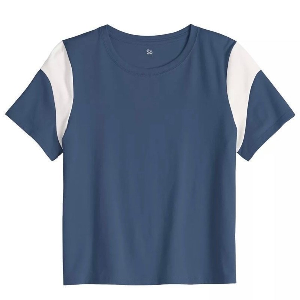 NWT Girls SO Favorite Colorblock Boxy Tee Navy XS 6-6X